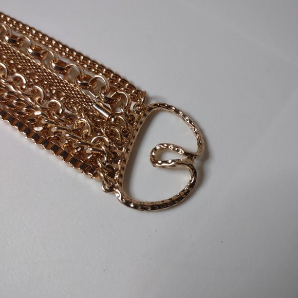 Pretty Layered Gold Tone Metal Chain Bracelet - Picture 6 of 11